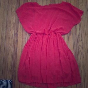 Coral colored pleated dress